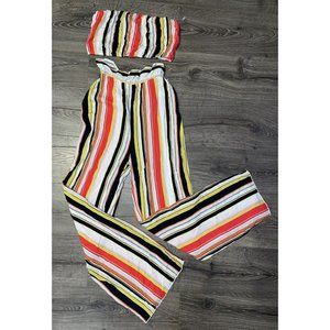 Womens 2 Piece Summer Boho Striped Multi-color Pant Set